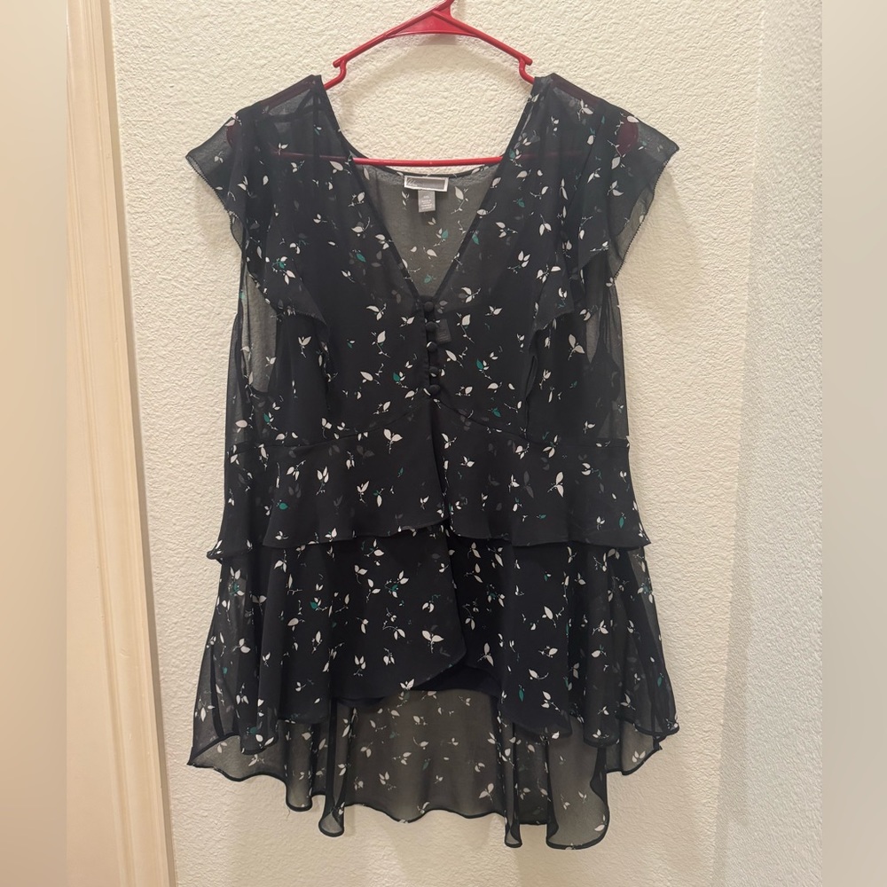 Sheer top with sheer tank underneath, size XXL